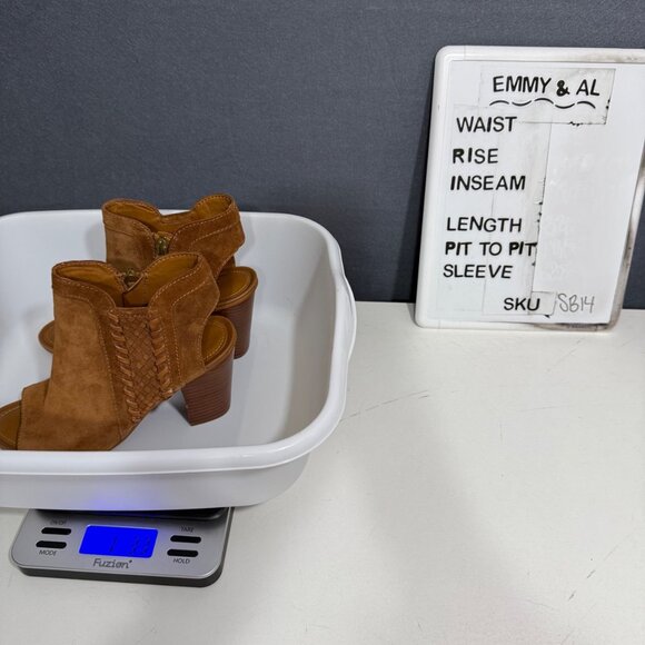 Franco Sarto Womens Sylvania Suede Leather Open Toe Heeled Booties Size 5.5 Boho - Picture 13 of 13